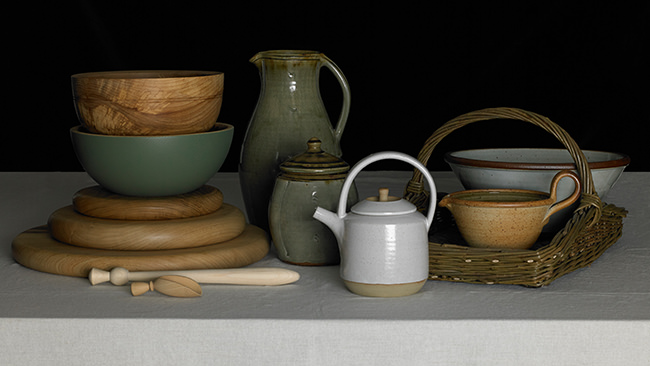 Craft pottery and woodware