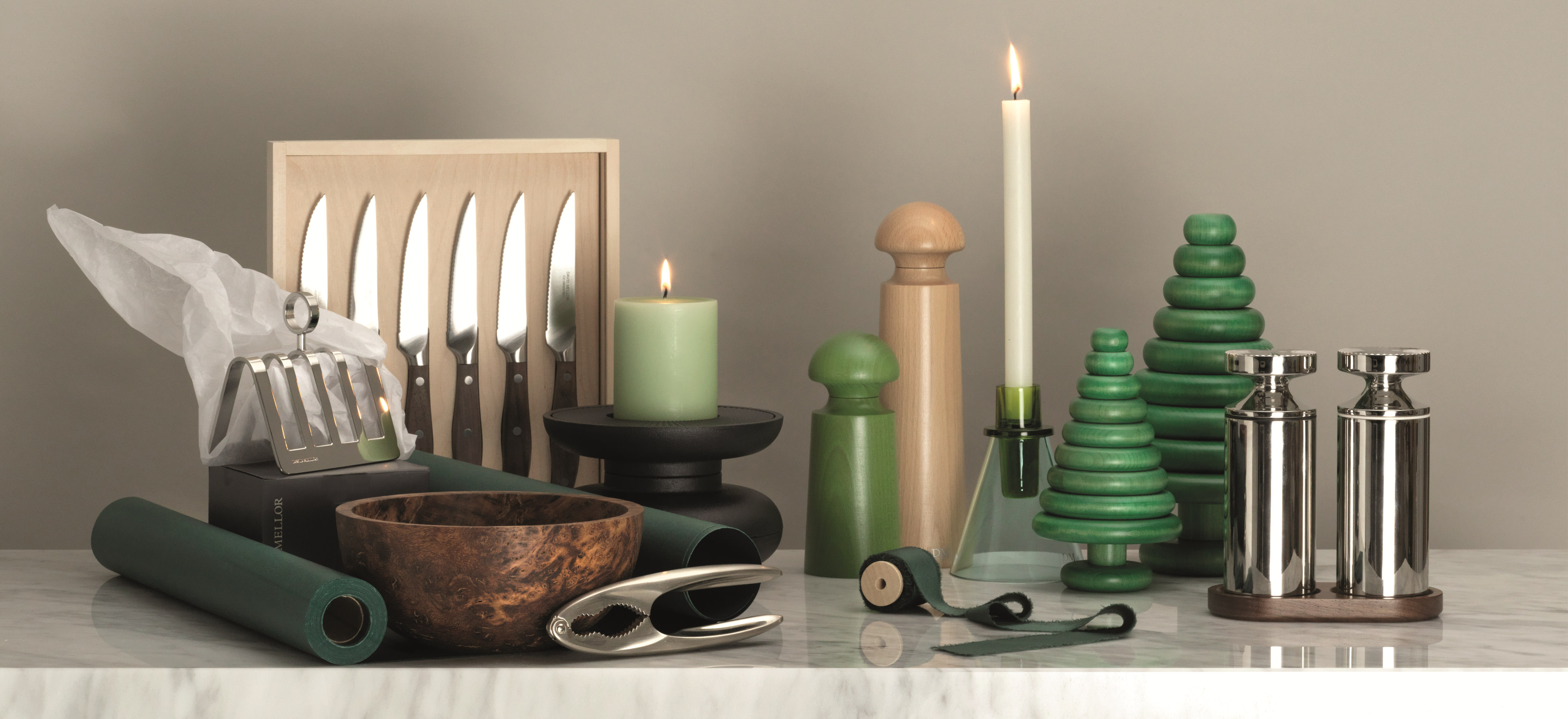 David Mellor products arranged in a festive scene.