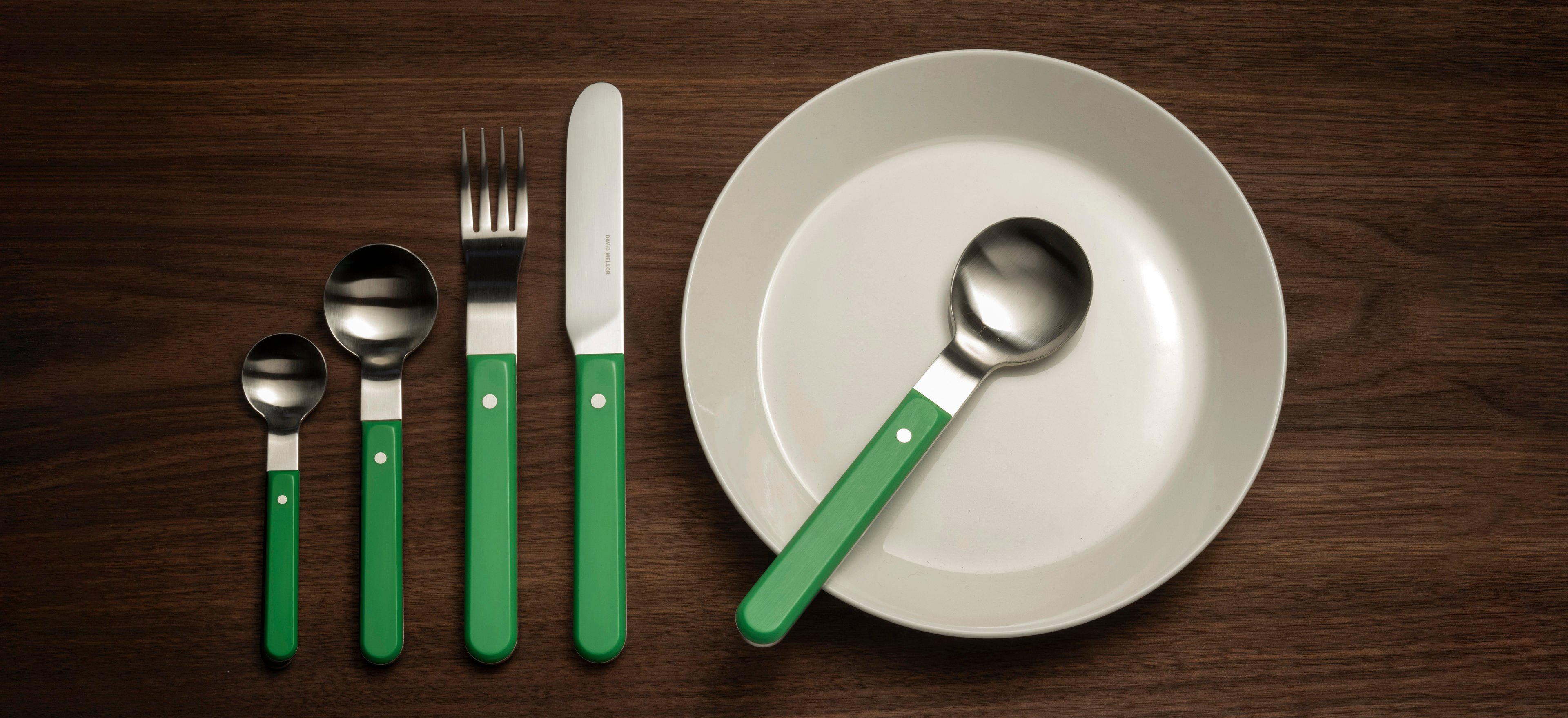 David Mellor Pavilion green cutlery.