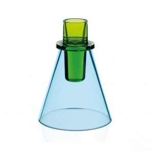 David Mellor glass candlestick lime/sea green