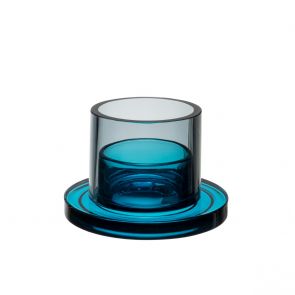 David Mellor collar candleholder teal/smoke