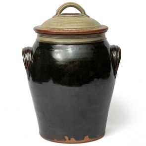 Nick Membery black glaze bread crock 11lt