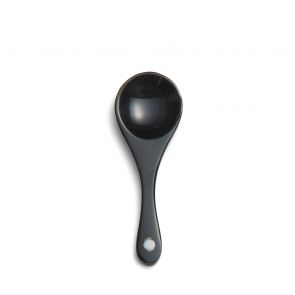 Buffalo horn and bone salt/pepper spoon, white dot 6cm
