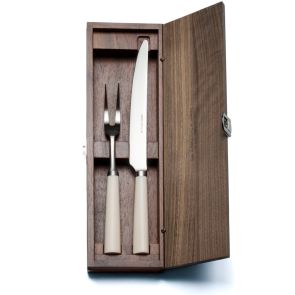David Mellor Pride carving set in walnut box