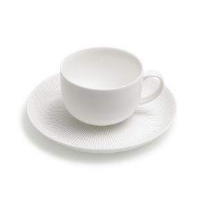 David Mellor ‘Deco’ fine bone china tea cup and saucer 21cl