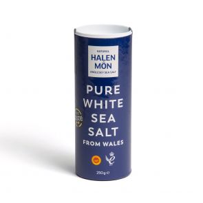 Halen Môn pure white sea salt 250g drum