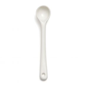 White china mustard spoon