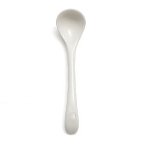 White china salt spoon