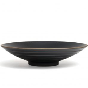 Montefeltro Ziggurat low black bowl 29cm