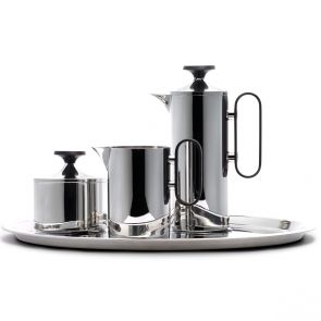 David Mellor stainless steel coffee set, 3 cup grey handle