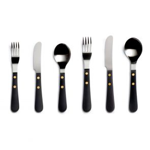 Provençal black six-piece cutlery place setting
