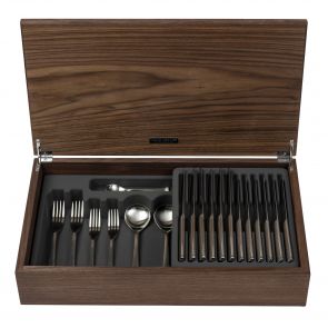 Liner 44-piece cutlery canteen walnut