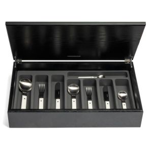 Pavilion white 44-piece cutlery canteen oak