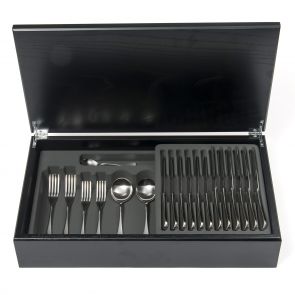 English silver plate 44-piece cutlery canteen oak
