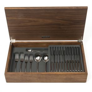 Pride silver plate 58-piece cutlery canteen walnut