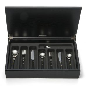 Provençal black 58-piece cutlery canteen oak