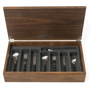Provençal black 58-piece cutlery canteen walnut