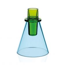 David Mellor glass candlestick lime/sea green