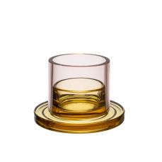 David Mellor collar candleholder amber/pink
