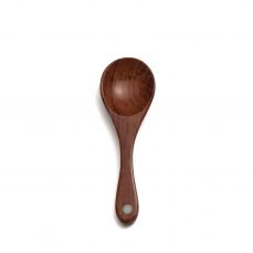 Rosewood and buffalo horn dot salt/pepper spoon, 6cm