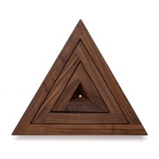 David Mellor walnut triple trivet/teapot stand