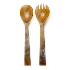 Abbeyhorn salad servers straight handled 25cm