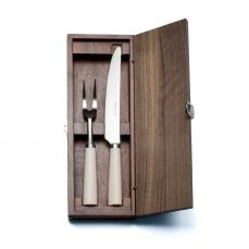 David Mellor Pride carving set in walnut box