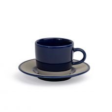 David Mellor blue stoneware espresso cup and saucer 10cl 