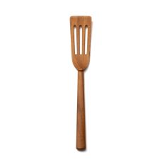 Teak narrow slotted spatula 31cm