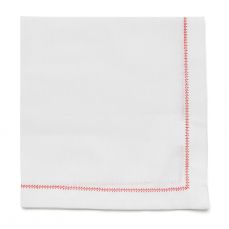 Square napkin white with red stitch 45cm