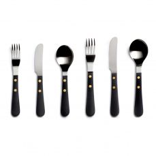 Provençal black six-piece cutlery place setting