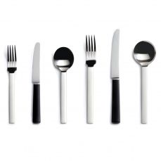 Odeon black handled six-piece cutlery place setting