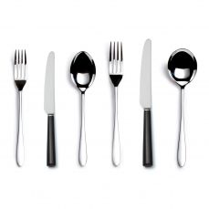 Pride black handled six-piece cutlery place setting