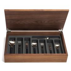 Pavilion black 58-piece cutlery canteen walnut