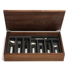 Pavilion white 58-piece cutlery canteen walnut