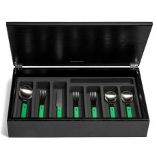 Pavilion green 44-piece cutlery canteen oak
