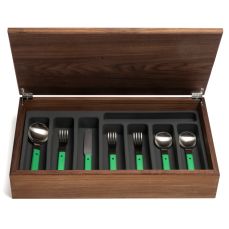 Pavilion green 58-piece cutlery canteen walnut