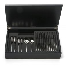Pride black handled 44-piece cutlery canteen oak