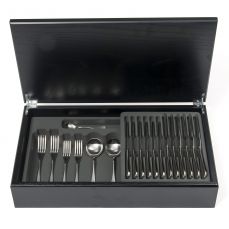 English stainless steel 88-piece cutlery canteen oak