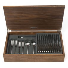 English stainless steel 88-piece cutlery canteen walnut