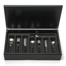 Provençal black 58-piece cutlery canteen oak