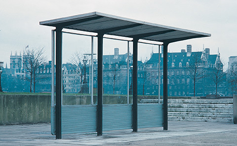 Bus shelter.
