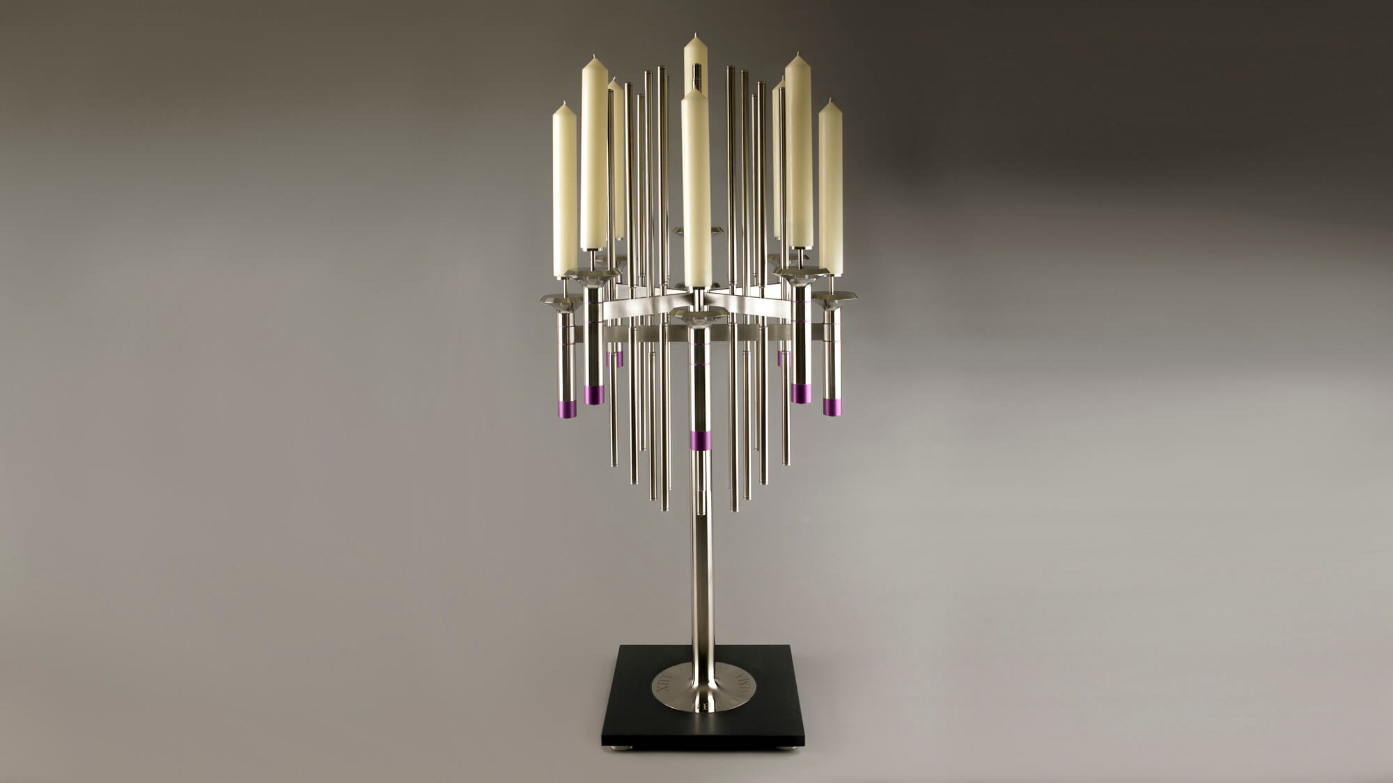 The candelabrum displayed against a black background.