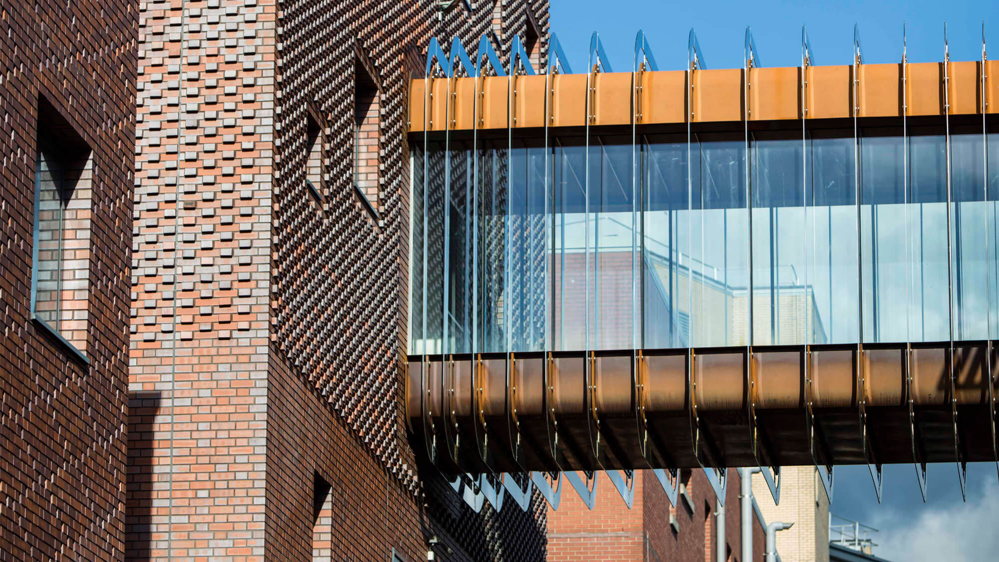 Charles Street Bridge in situ Sheffield Hallam University.