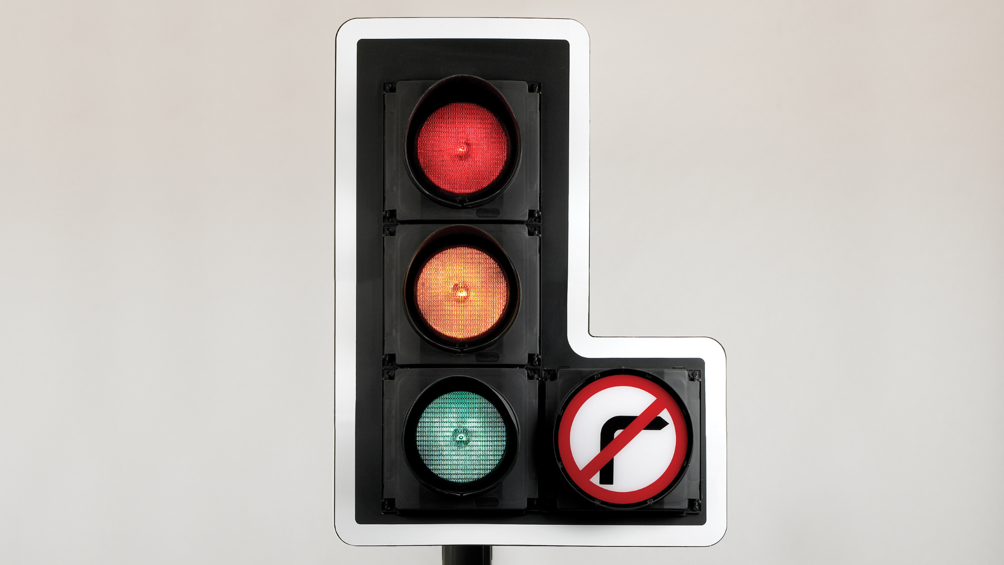 Traffic light with no right turn module.