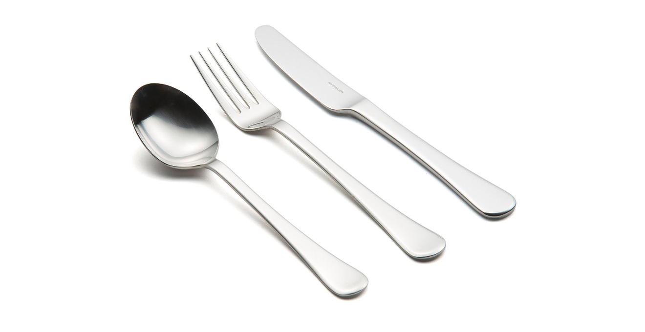 Classic cutlery viewed from the side.