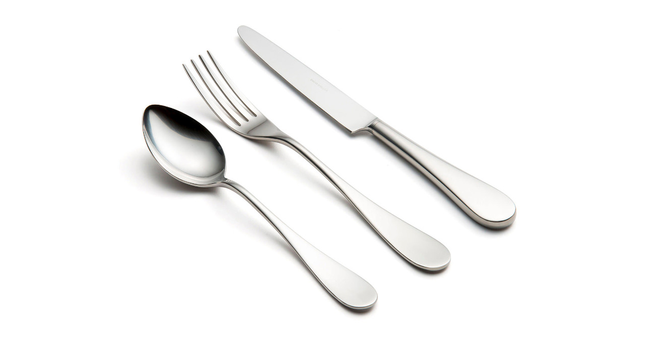 English cutlery viewed from the side.