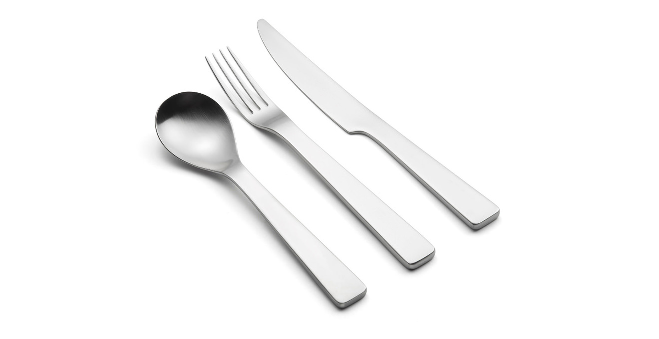 London cutlery viewed from the side.
