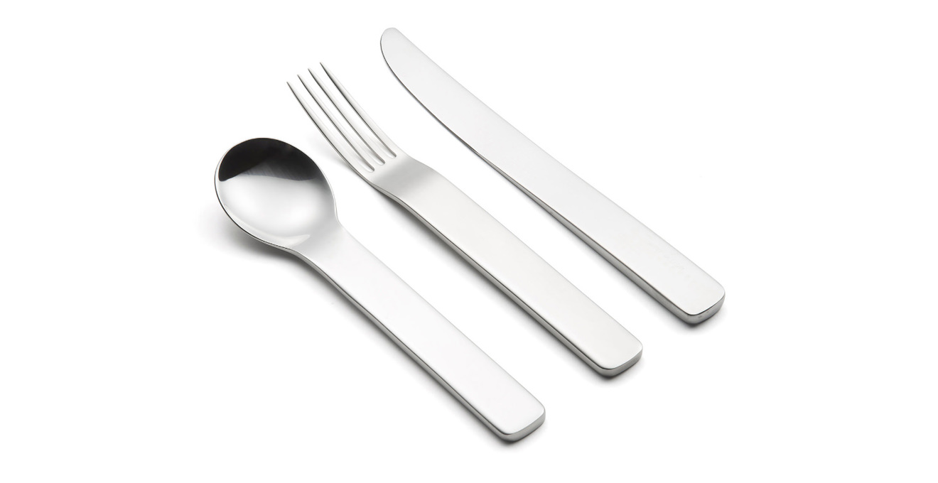 Minimal cutlery viewed from the side.